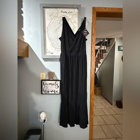 Ava&Viv Women's Sleeveless V-Neck Stretch Maxi Dress Black NWT Size 1X or 4X - Picture 5 of 12